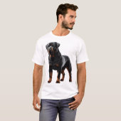 力強いロットワイラー 立ち構え � 大胆な全身の犬 Tシャツ (正面フル)