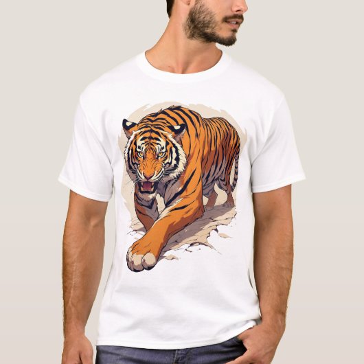 力強い充電トラ Tシャツ (正面)