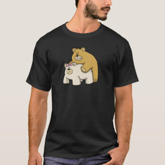 力強い抱擁の黒 Tシャツ
