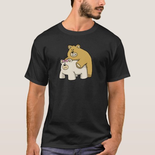 力強い抱擁の黒 Tシャツ (正面)