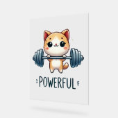 力強い猫持ち上げウェイト、かわいいジム子猫アート アクリルサイン (傾斜)