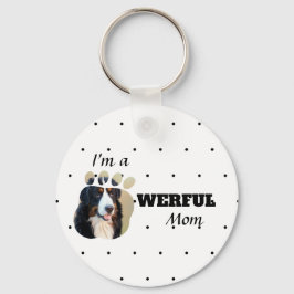 力強い猫/犬の母の文字の足でペットの写真を追加 キーホルダー