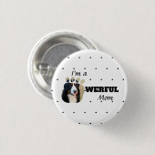 力強い猫/犬の母の文字の足でペットの写真を追加 缶バッジ (正面&裏面)