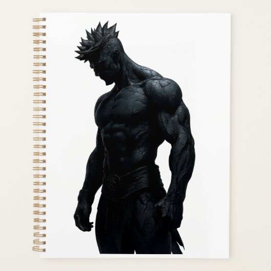 力強い男性の黒い彫刻アートプランナー プランナー手帳 (正面)