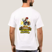 力強い雄鶏のキャラクター - 起きて一日を支配せよ  Tシャツ (裏面)