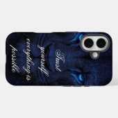 力強い青いライオンのモチベーションiPhone壁紙 Case-Mate iPhoneケース (裏面 (横))