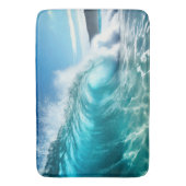 力強い青い海洋波 バスマット (正面縦)