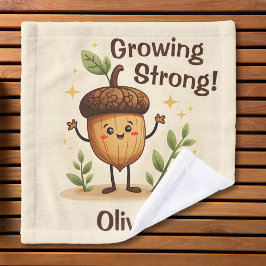 力強く成長する愛らしい笑顔のどんぐり ウォッシュタオル
