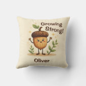 力強く成長する愛らしい笑顔のどんぐり クッション (裏面)