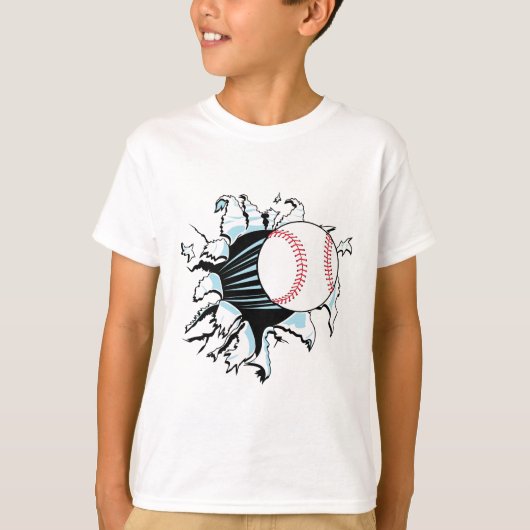 力強く裂ける野球 Tシャツ (正面)
