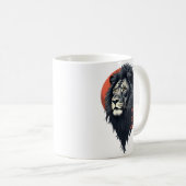 力強さと優雅さが融合した黒いライオン コーヒーマグカップ (正面右)