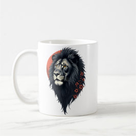 力強さと優雅さが融合した黒いライオン コーヒーマグカップ