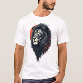 力強さと優雅さが融合した黒いライオン Tシャツ