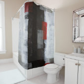 「力旅行」の灰色および赤い抽象美術 シャワーカーテン (インサイチュ)
