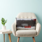 「力旅行」の灰色および赤い抽象美術 ランバークッション (椅子)