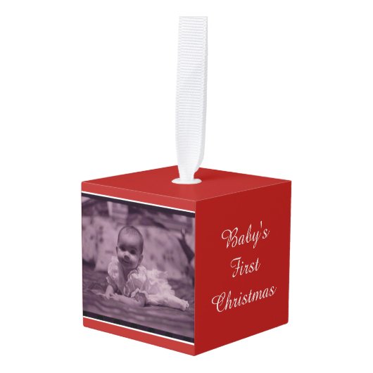 "加えあなたの自身の写真"の立方体のオーナメント キューブオーナメント (正面アングル)