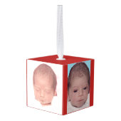 "加えあなたの自身の写真"の立方体のオーナメント キューブオーナメント (裏面アングル)