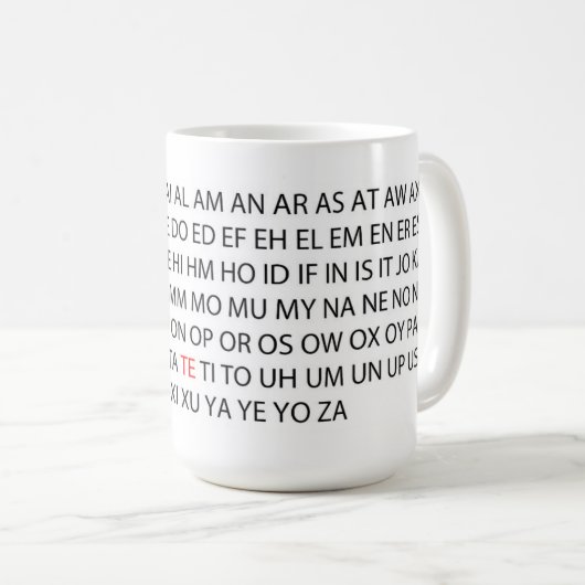 加えられる新しい"2つの手紙の単語"の言葉遊びのマグの新しい単語 コーヒーマグカップ (正面右)