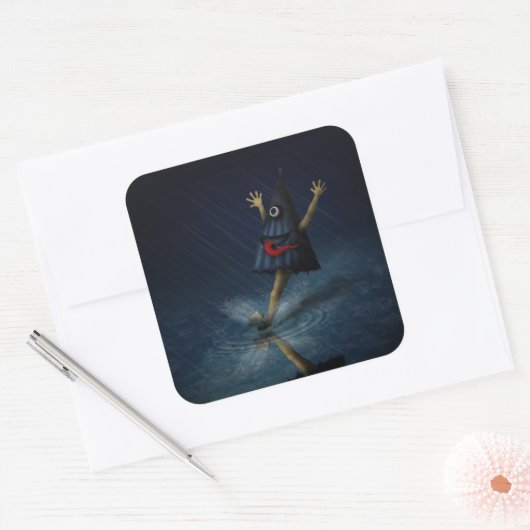 加佐伯化日本の傘幽霊雨の日 スクエアシール (封筒)