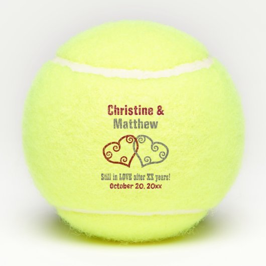 加入したハート結婚の記念日への好意 テニスボール (裏面)