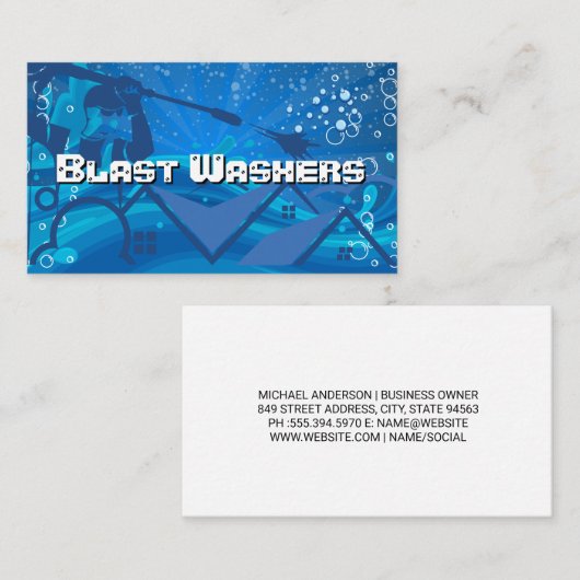 加圧座金作業者 | 水せっけん泡 名刺 (正面/裏面)