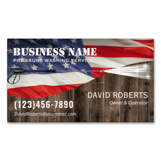 加圧洗浄力清掃愛国木材 マグネット名刺 (正面)