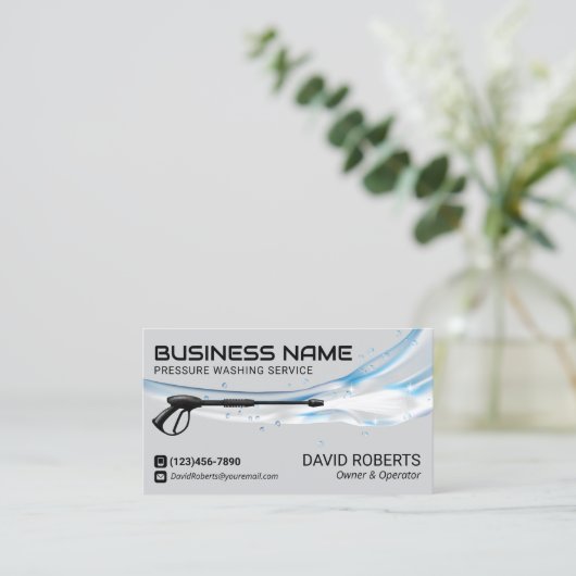 加圧洗浄式動力洗浄機洗浄サービス 名刺 (スタンド正面)