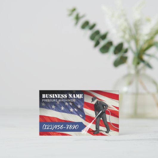 加圧洗浄愛国動力洗浄機洗浄 名刺 (スタンド正面)