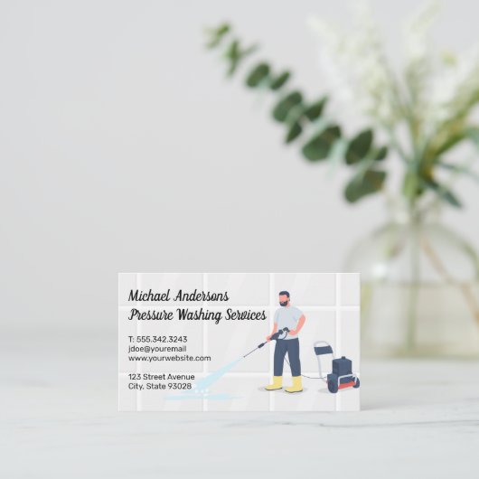 加圧洗浄清掃業務 名刺 (スタンド正面)