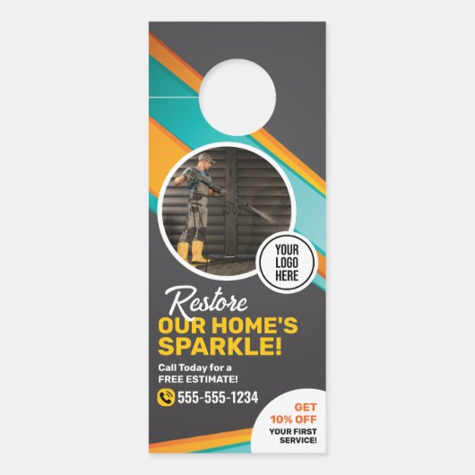 加圧洗濯場清掃用動力洗浄サービス ドアノブサイン (正面)