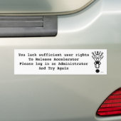 加速装置を解放する不十分なユーザー権利 バンパーステッカー (車上)