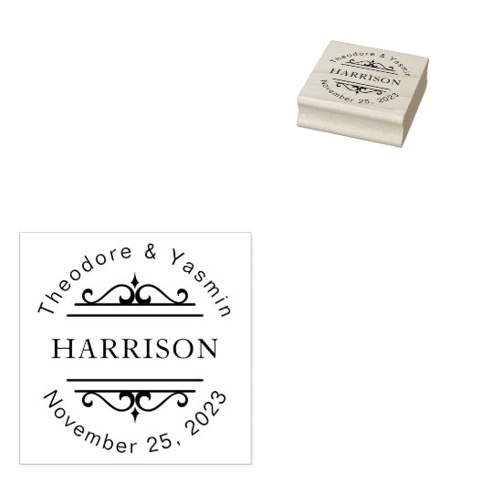 加飾カップルの名前結婚式の引き出物 カスタマイズ ラバースタンプ (押印)