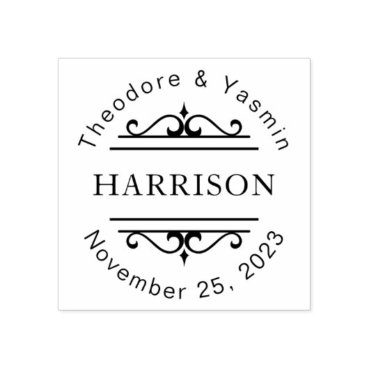 加飾カップルの名前結婚式の引き出物 カスタマイズ ラバースタンプ (インプリント)