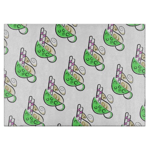 加飾ガラス裁断ボード/ホットドリンク カッティングボード (正面)