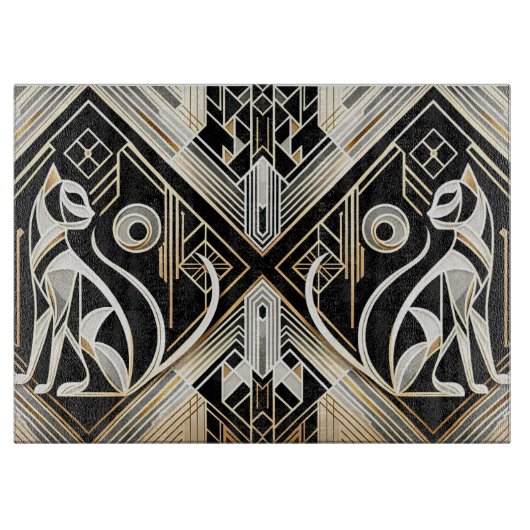 加飾抽象芸術黒猫カットボード カッティングボード (正面)