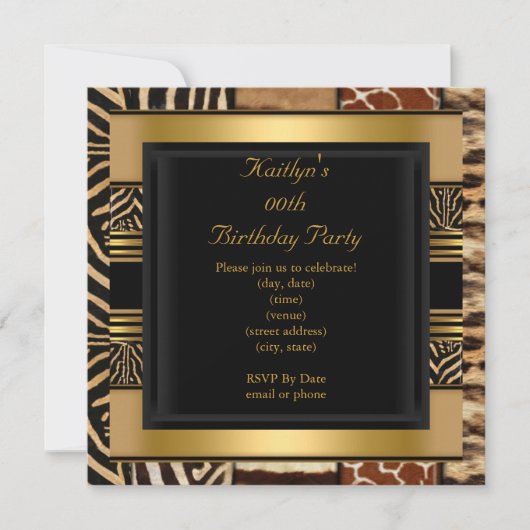 加齢パーティー誕生日野生外来混合動物 招待状 (正面)