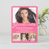 加齢フォトピンクモダン卒業 招待状 (スタンド正面)