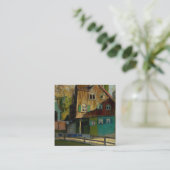 助成木材による赤い寝具 スクエア名刺 (スタンド正面)