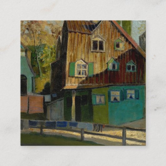 助成木材による赤い寝具 スクエア名刺 (正面)