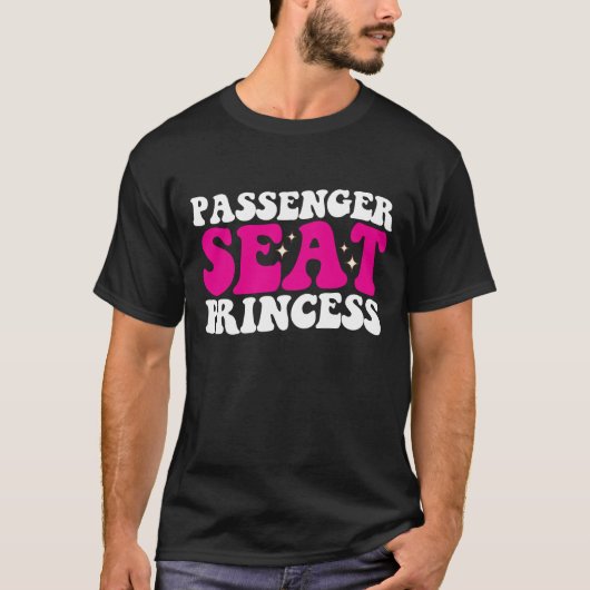 助手席プリンセス女子 車 グルーヴィー レトロ Tシャツ (正面)