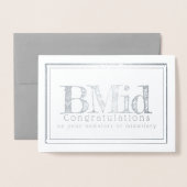 助産おめでとうフォイルの独身者 箔カード (封筒付き正面)