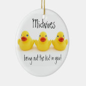助産婦および黄色いゴム製アヒル セラミックオーナメント (右)