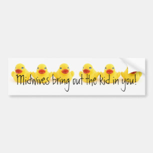 助産婦および黄色いゴム製アヒル バンパーステッカー