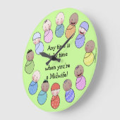 助産婦のためのベビーの時間はいつでもあります ラージ壁時計 (傾斜)