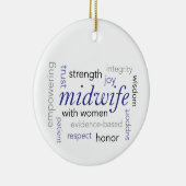 助産婦の単語の雲 セラミックオーナメント (右)