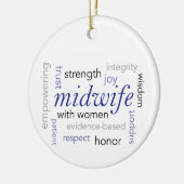 助産婦の単語の雲 セラミックオーナメント (左)