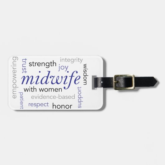 助産婦の単語の雲 ラゲッジタグ (正面横)