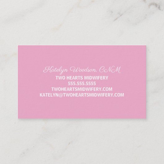 助産婦美妊娠シルエットピンクハート 名刺 (裏面)