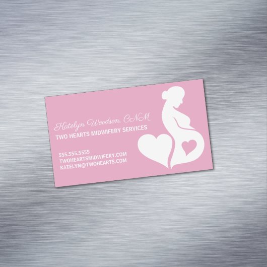 助産婦美妊娠ダラピンクハート マグネット名刺 (インサイチュ)