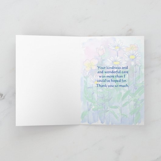 助産師ありがとうデイジー花水色 カード (内部)